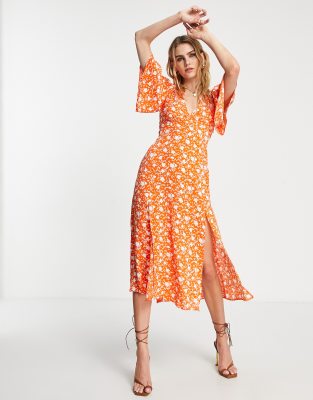 midi dress angel sleeves