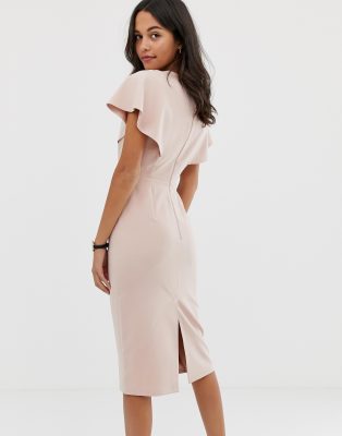 ASOS DESIGN angel sleeve midi pencil 