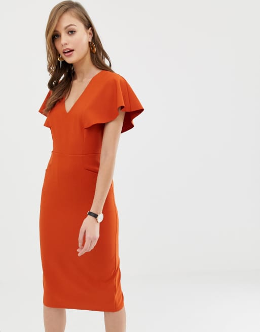 Asos design angel shop sleeve midi pencil dress