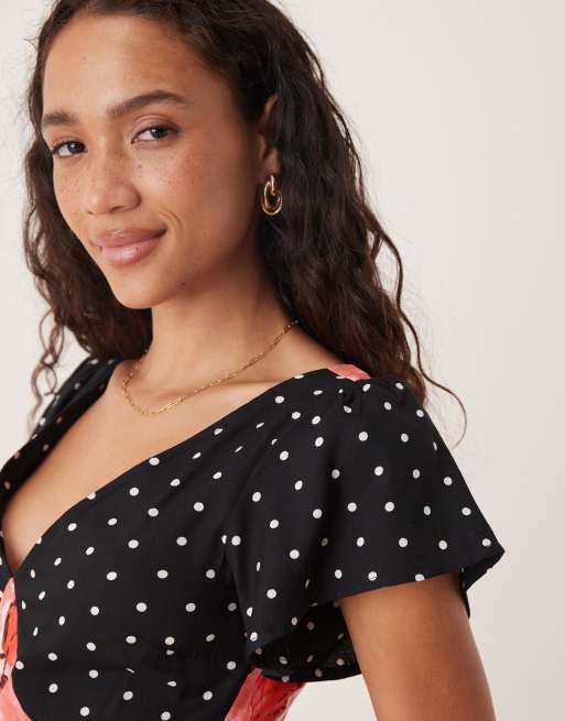 ASOS DESIGN angel sleeve midi tea dress in floral print, 2 of 4