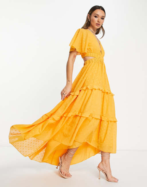 Asos mustard maxi sales dress