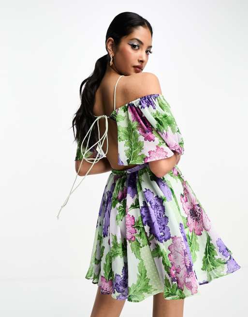 Asos lilac floral dress best sale