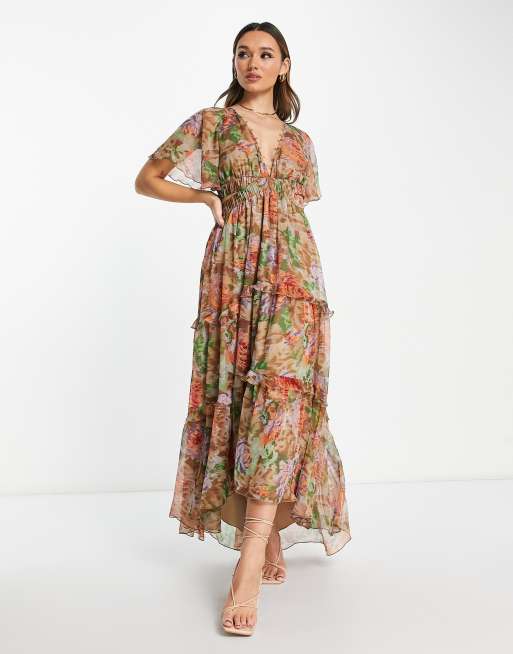 Tiered dresses outlet with sleeves