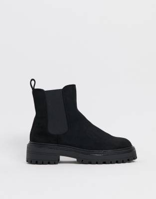 asos design azure chunky front zip boots in black