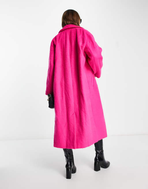 ASOS DESIGN Angerauter eleganter Mantel in Rosa