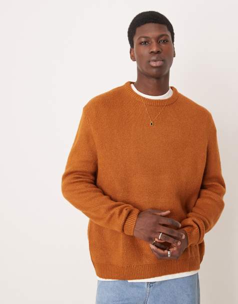 ASOS DESIGN – Angerauter Oversize-Strickpullover in Rostrot - view 1