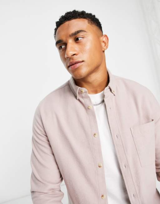 ASOS DESIGN – Angerautes Oxford-Hemd aus Baumwollmix in Zartrosa , 4 von 4