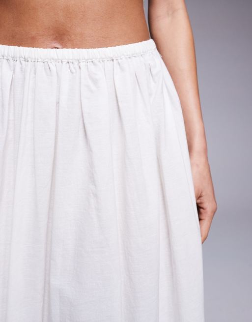 ASOS DESIGN - Angie - Maxi strandrok van katoenen broderie poplin met striksluiting in crème, 4 van 5