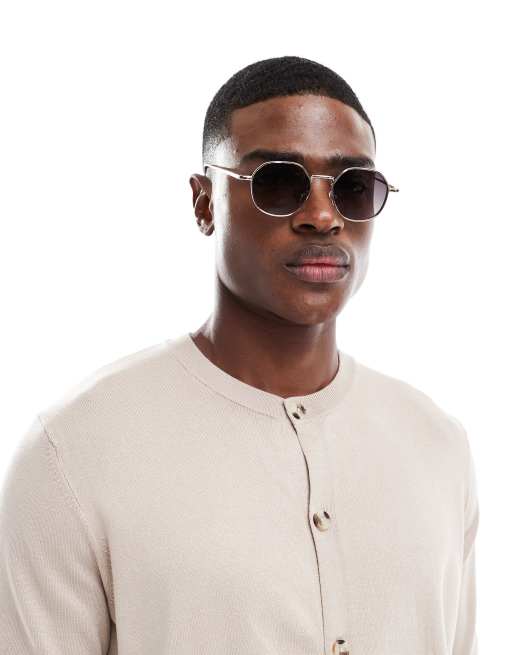 ASOS DESIGN rimless retro sunglasses with gradient lens in gold finish