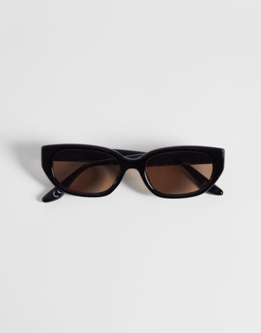 ASOS DESIGN angled sunglasses in black frame with brown lens, 3 of 3