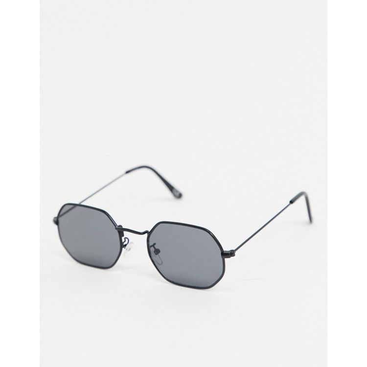 ASOS DESIGN 70s metal square sunglasses in black