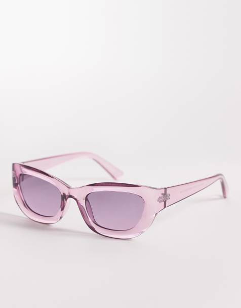 ASOS DESIGN angled sunglasses in crystal purple frame with purple lens - view 1