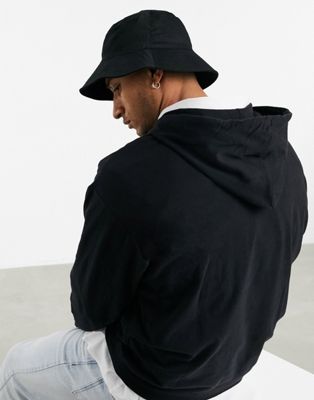ASOS DESIGN – Anglerhut aus schwarzem Nylon mit breiter Krempe