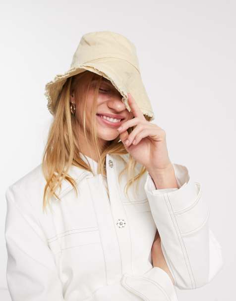 ASOS DESIGN – Anglerhut mit Umschlag in Stone