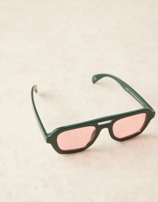 Asos Design Angular Aviator Sunglasses