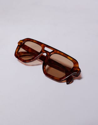 ASOS DESIGN ANGULAR AVIATOR SUNGLASSES 