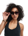 [ASOS DESIGN] ASOS DESIGN angular fine frame aviator in burgundy-Red No Size Burgundy