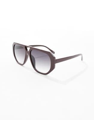 Asos Design Angular Fine Frame Aviator Sunglasses