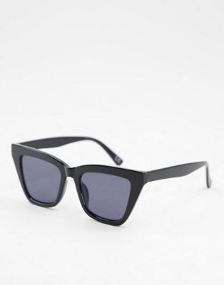 ASOS DESIGN angular frame cat eye sunglasses in black | ASOS