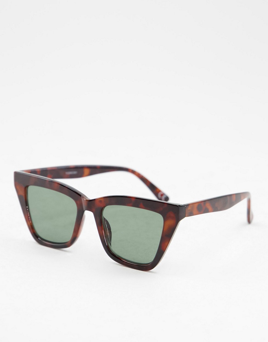 Asos Design Angular Frame Cat Eye Sunglasses In Tort-Brown