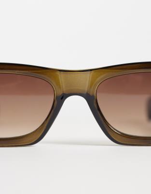 Asos Design Angular Mid Square Sunglasses In Green