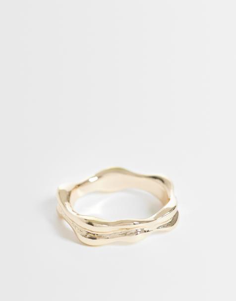 ASOS DESIGN - Anillo dorado de doble hilera ondulada - view 1