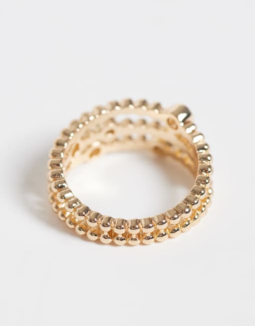 ASOS DESIGN - Anillo dorado de dos bandas con diseño de corazón, 3 de 3