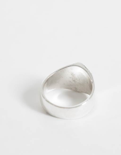 ASOS DESIGN - Anillo plateado pulido tipo sello con diseño desgastado, 3 de 3