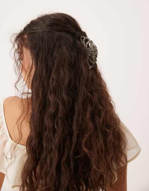 ASOS DESIGN animal abstract print hair claw in white - view 1
