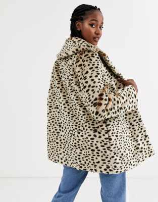 asos design leopard coat