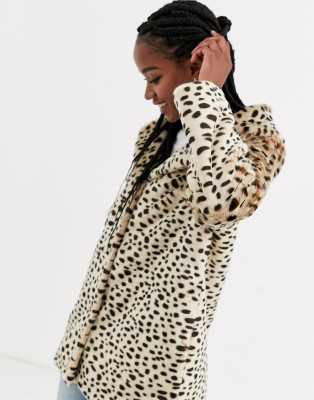 asos design leopard coat