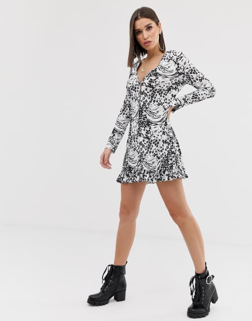ASOS DESIGN animal print button through mini dress, 4 of 4