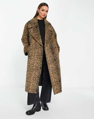 Asos leopard coat hotsell