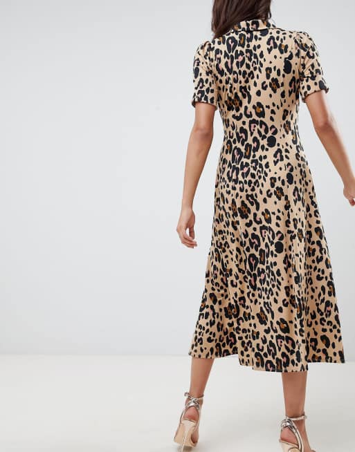 ASOS DESIGN animal print midi tea dress