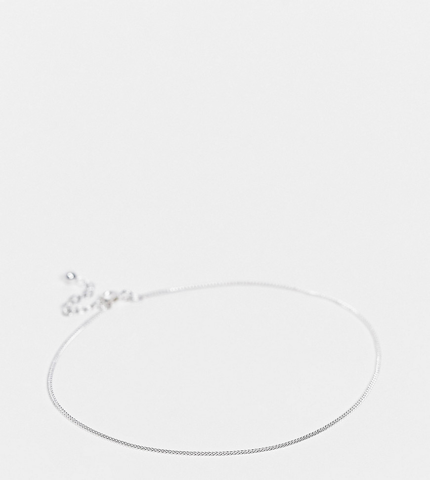 ASOS DESIGN - Ankelkæde i 1 mm med kædedesign i sterling sølv