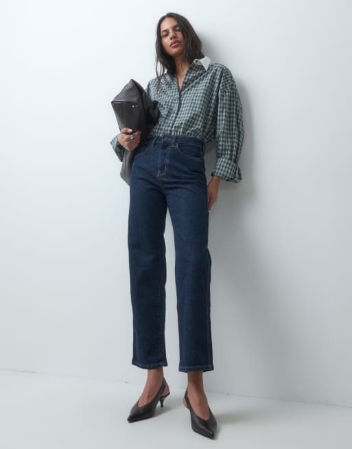 ASOS DESIGN ankellånga jeans med rak ben och komfortstretch i mörk tvätt, 2 av 5