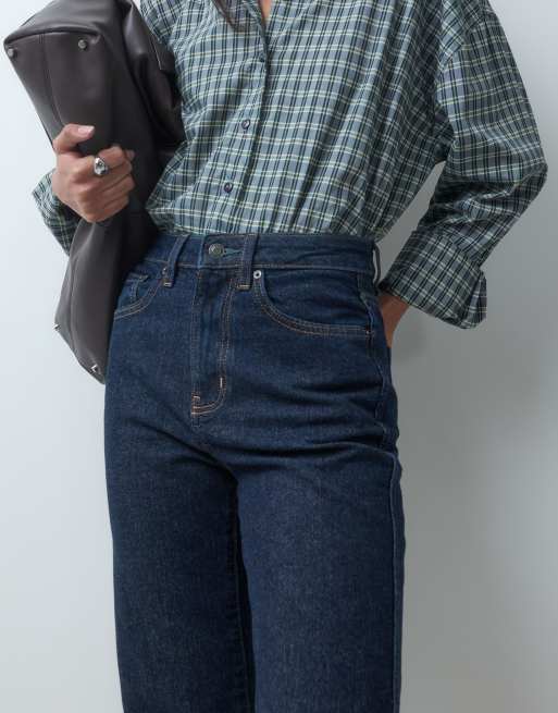 ASOS DESIGN ankellånga jeans med rak ben och komfortstretch i mörk tvätt, 3 av 5