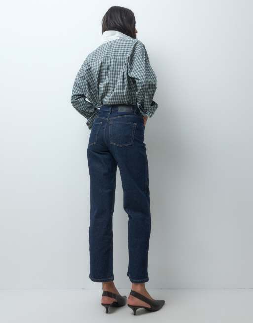 ASOS DESIGN ankellånga jeans med rak ben och komfortstretch i mörk tvätt, 4 av 5