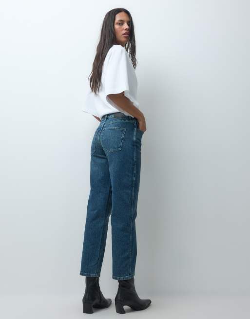 ASOS DESIGN ankellange komfort stretch jeans med lige ben i mellemvask, 2 af 5