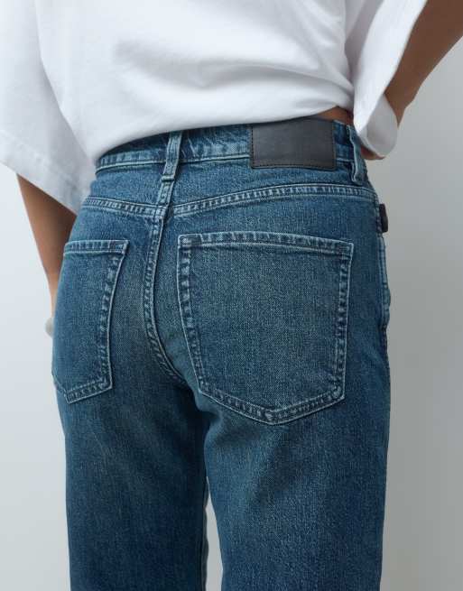 ASOS DESIGN ankellange komfort stretch jeans med lige ben i mellemvask, 4 af 5