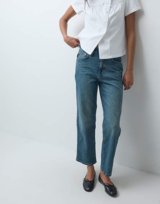 ASOS DESIGN ankellange komfort-stretch jeans med lige ben i mørk vintagevask, 2 af 5