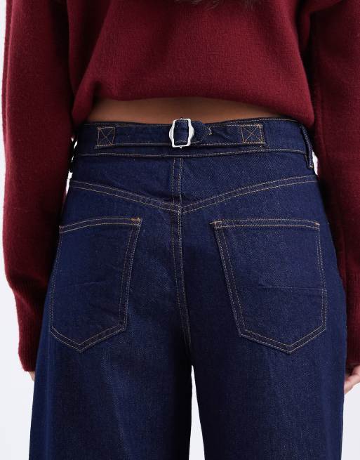 ASOS DESIGN ankle grazer barrel leg jeans with cinched waist in rinse , 4 of 5