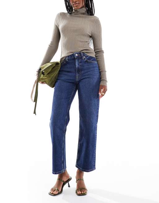 ASOS DESIGN ankle grazer comfort stretch straight leg jean in dark wash