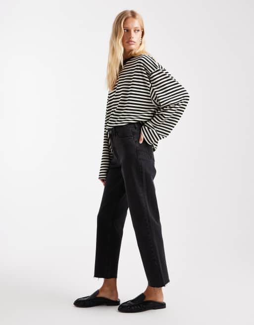  ASOS DESIGN ankle grazer comfort stretch straight leg jeans in black, 3 of 5