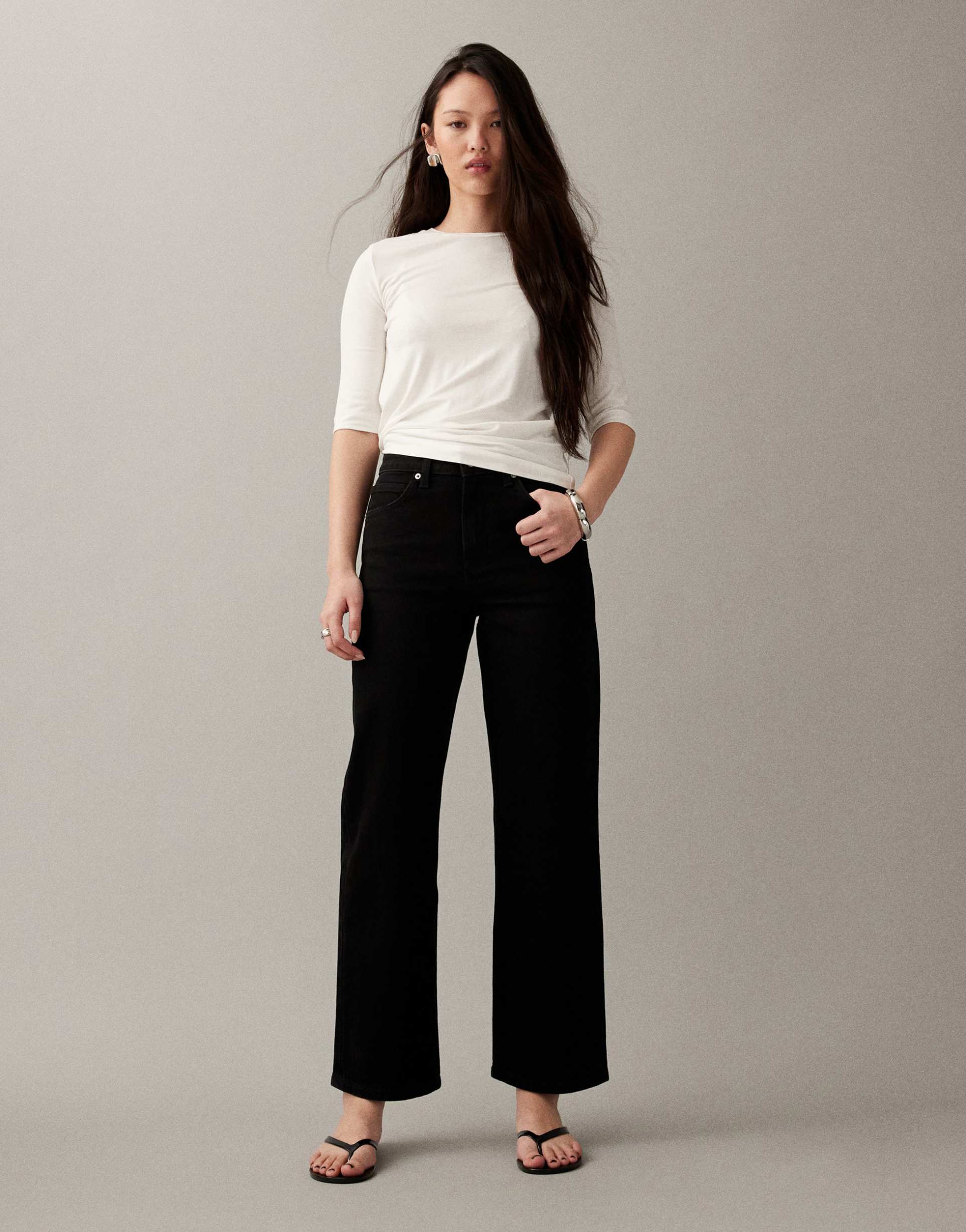 asos design ankle grazer comfort stretch straight leg jeans in black