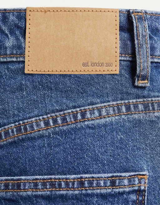 ASOS DESIGN ankle grazer comfort stretch straight leg jeans in clean dark mid blue, 8 of 10