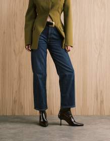 ASOS DESIGN cinch high break point collarless blazer in camel