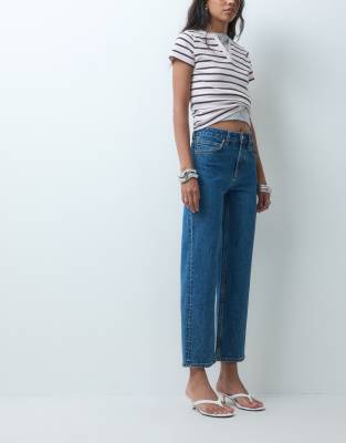 Asos Design Ankle Grazer Comfort Stretch Straight Leg Jeans In Blue