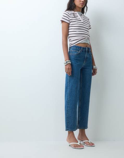 ASOS DESIGN ankle grazer comfort stretch straight leg jeans in mid wash - view 1