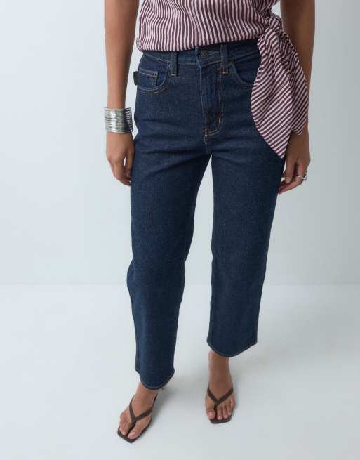 ASOS DESIGN ankle grazer comfort stretch straight leg jeans in rinse wash, 4 of 5